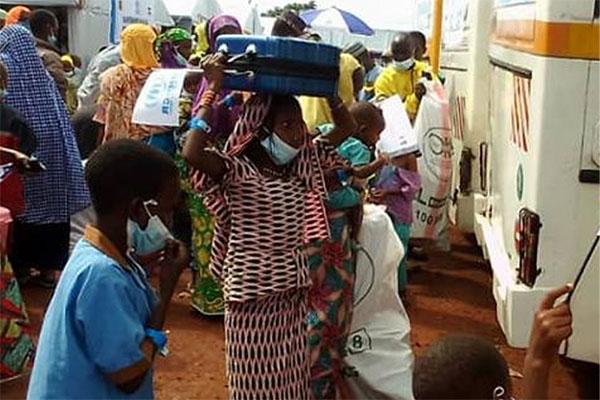 Part of the Central African refugees from Cameroon after their arrival at the Garoua-Boulai border crossing